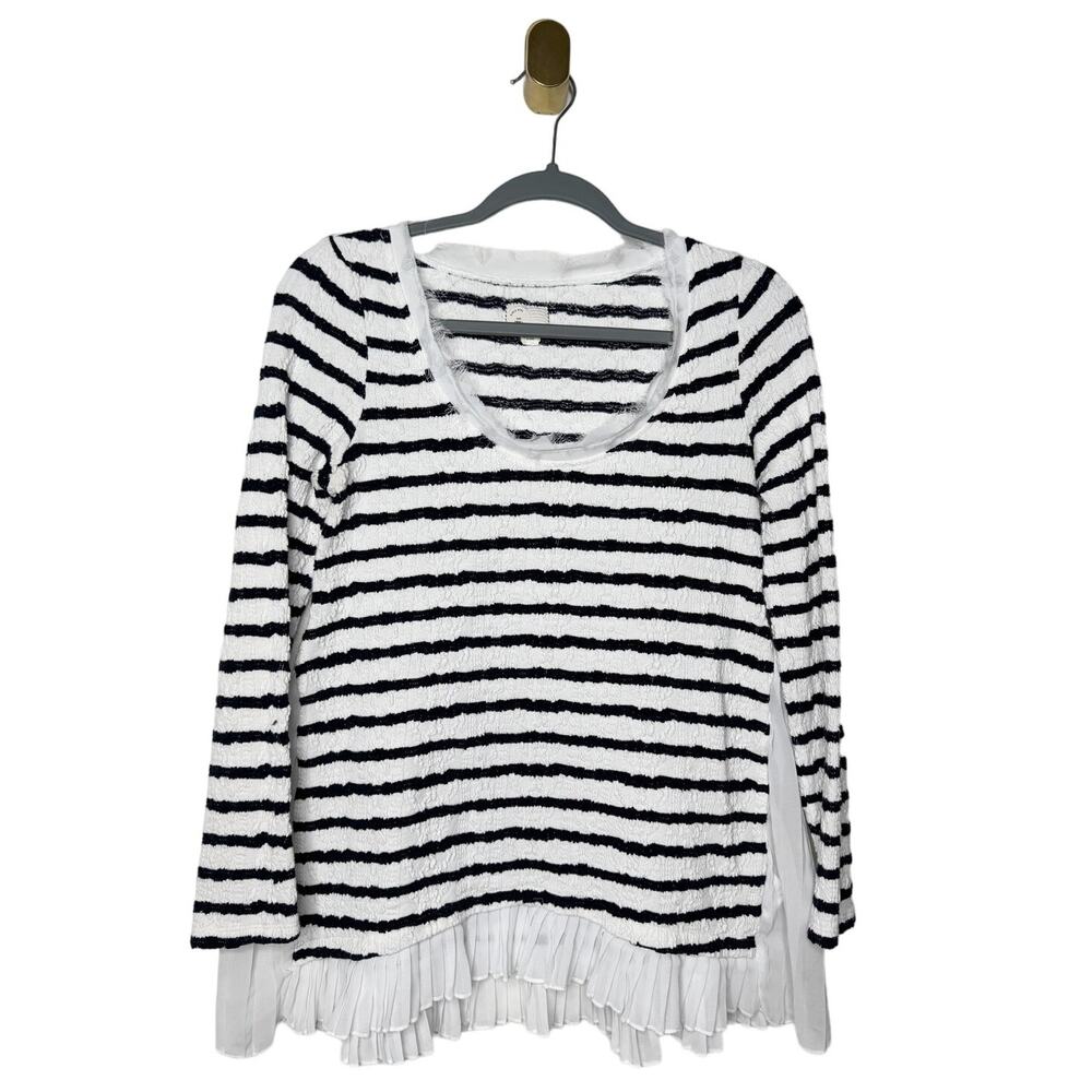 Anthropologie Postmark Walkwrite Striped Long Sleeve Split Hem Top Small
